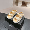 CHANEL DAD SANDALS IN LIGHT YELLOW CALFSKIN